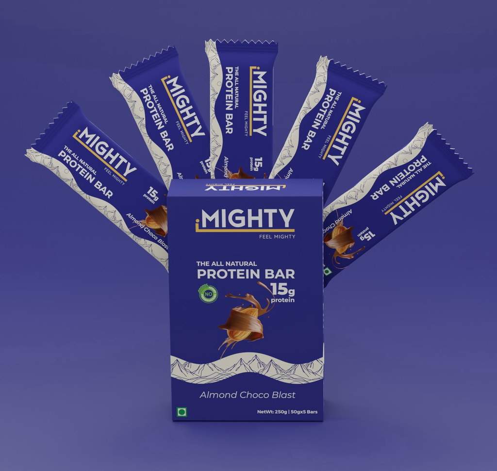[1042025] I Mighty Almond Choco Blast Protein Bars (Pack Of 5) 250gm 